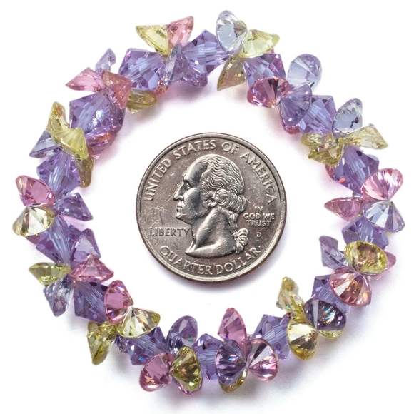 Kalifano Pastel Faceted Cubic Zirconia Crystal Elastic Bracelet - Picture 1 of 3